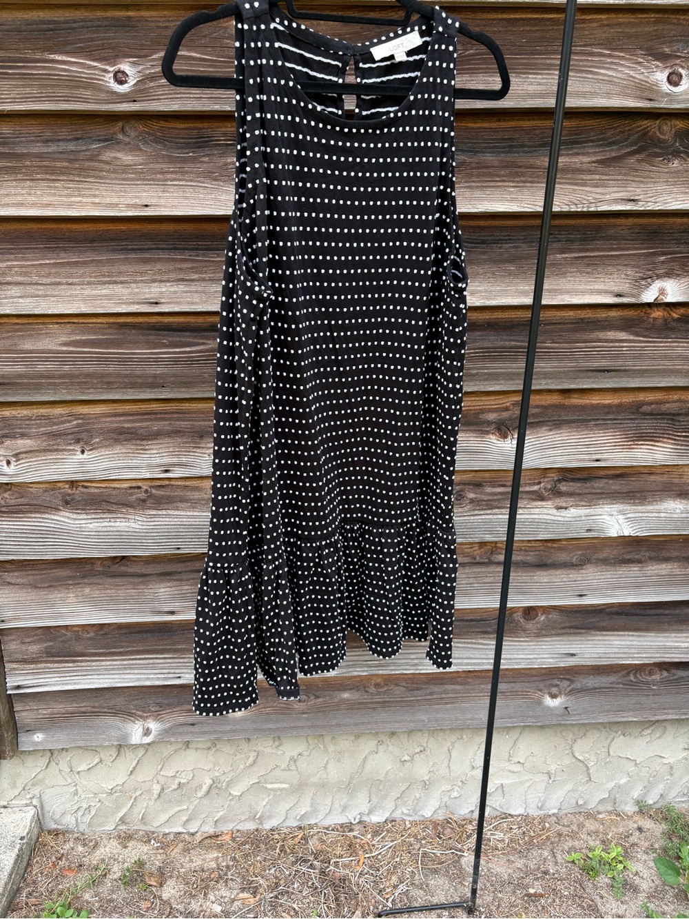 LOFT Black Dress with White Polka Dots
